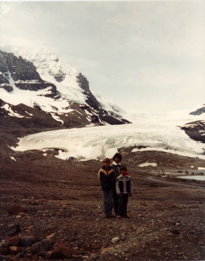 Standing in front of a glacier